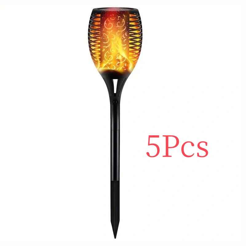5-Pack Solar Pathway Torch Lights – Outdoor Flickering Dancing Flame Landscape Lighting for Christmas & Halloween