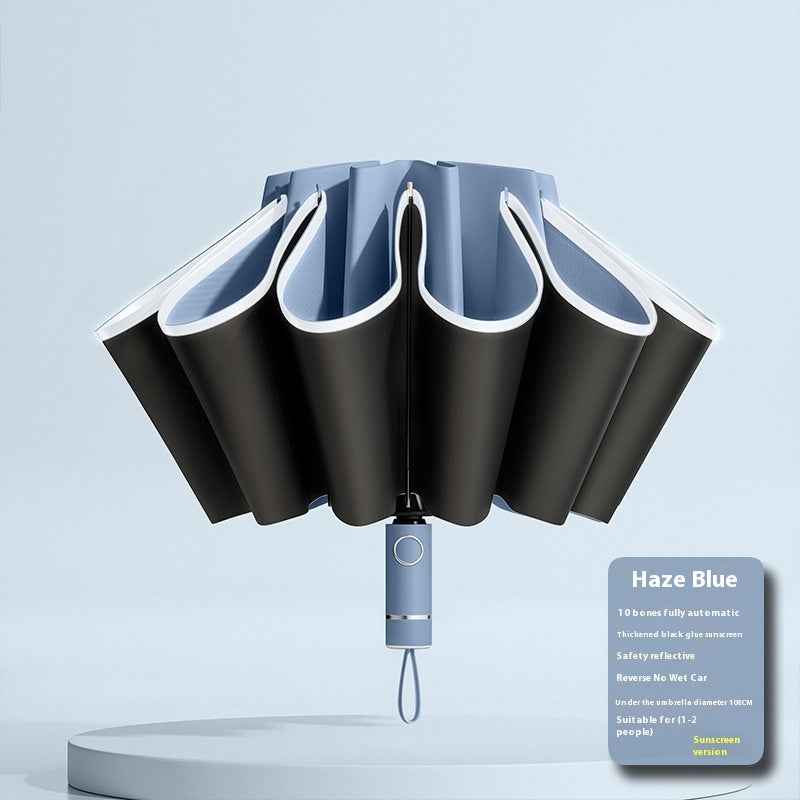 Fully Automatic Reverse Umbrella | UPF 50+ UV Sun & Rain Protection | Windproof Compact Folding Parasol