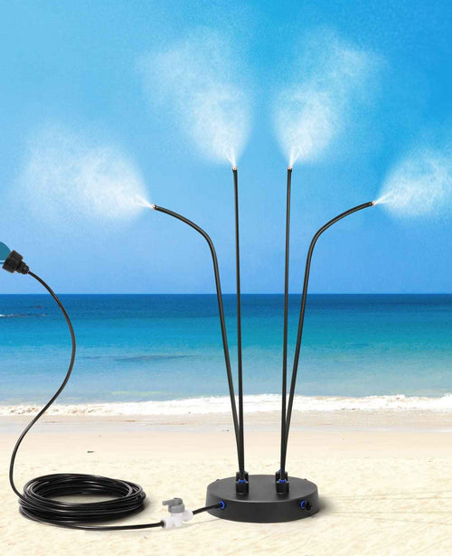 Adjustable Standing Misting System for Outside Patio & Garden – Portable Beach & Backyard Water Mister