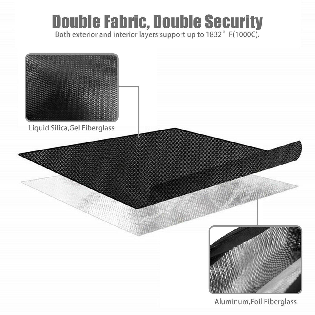 Fireproof and Waterproof Money Bag / Safe Document File Pouch (28×17×2 cm) – Cash, Passport, and Valuables Organizer