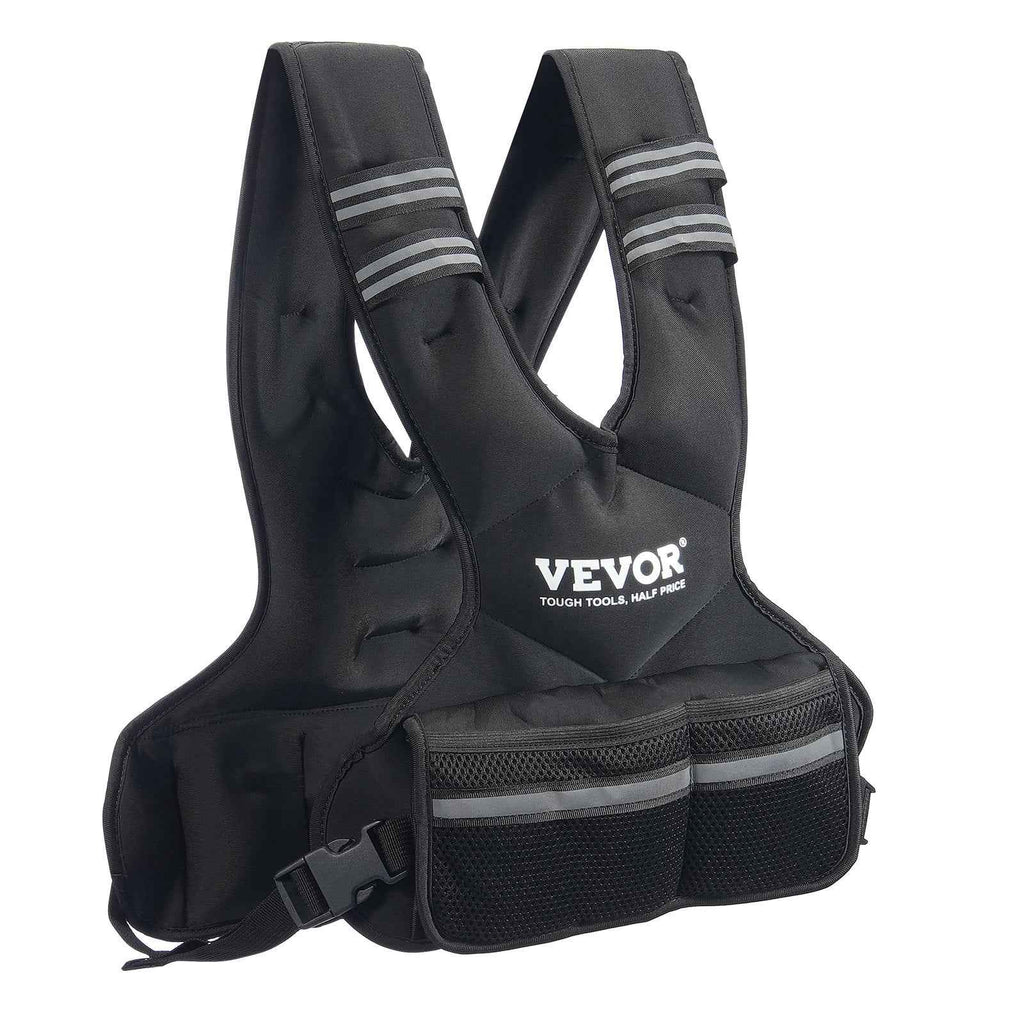 Adjustable Weighted Vest, 11-20lb Weight Exercise Set with 6 Iron sand Weights & Reflective Stripe