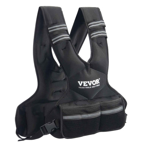 Adjustable Weighted Vest, 11-20lb Weight Exercise Set with 6 Iron sand Weights & Reflective Stripe