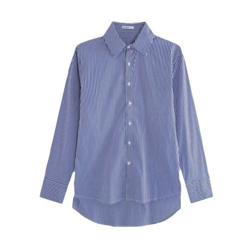 Blue Professional Striped Shirt For Women - Shop NCLC