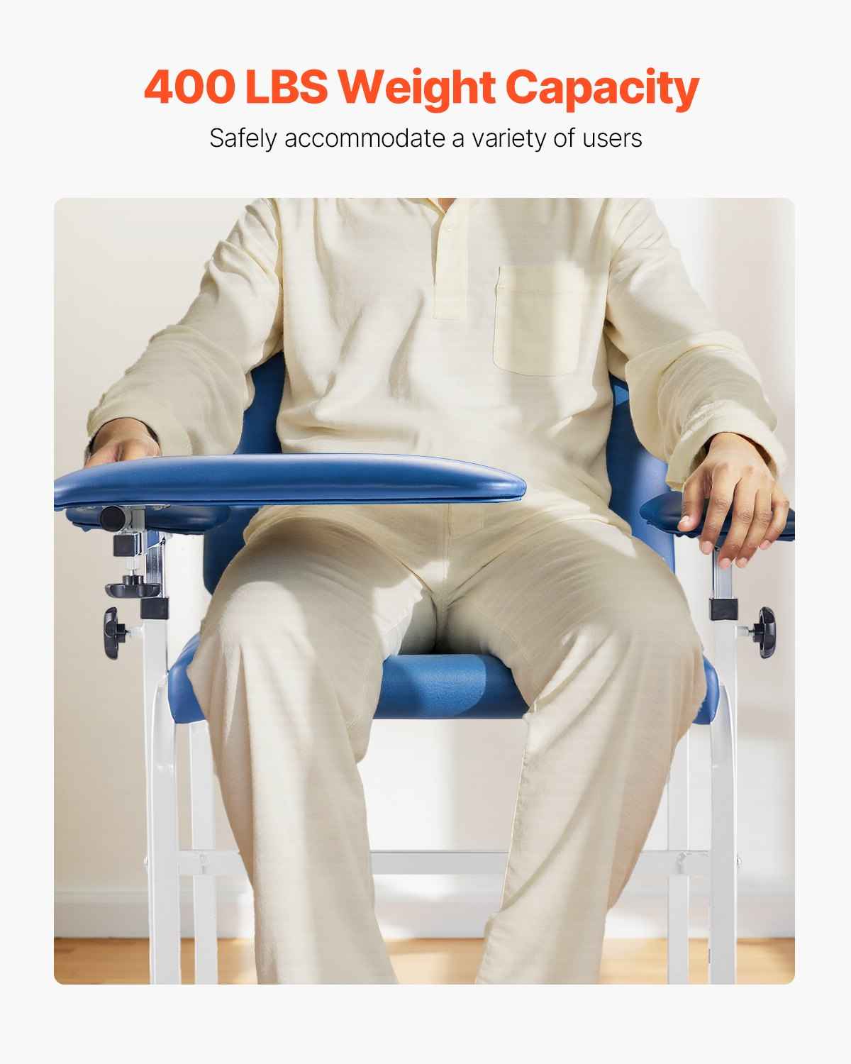 Heavy-Duty Blood Draw Chair with Adjustable Armrests & Flip Arm | Medical Phlebotomy Seating