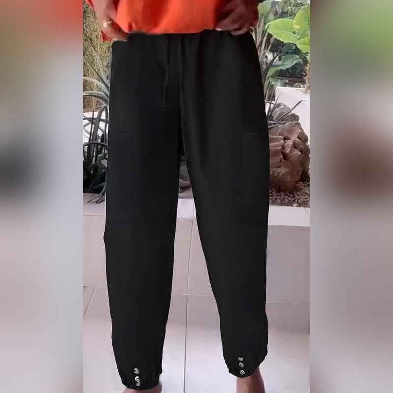 Women's High-Waisted Cropped Wide-Leg Pants - Loose Fit Tapered Trousers