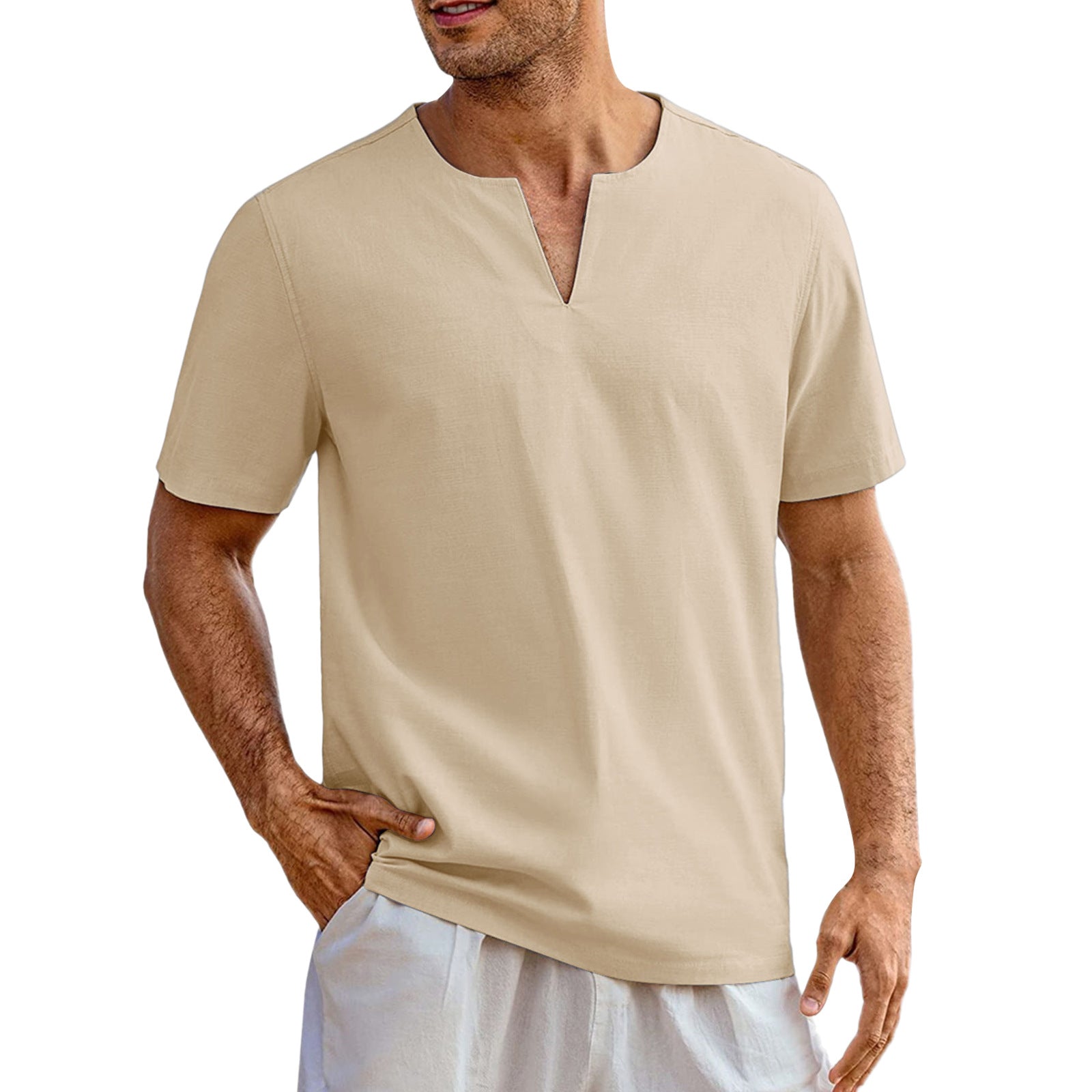 Men's Solid Color Short Sleeve Casual Shirt - Shop NCLC