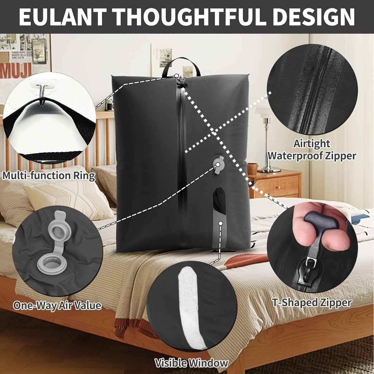 Reusable Vacuum Compression Bags for Travel | 60% Space Saver Seal Bags for Suitcase & Backpack