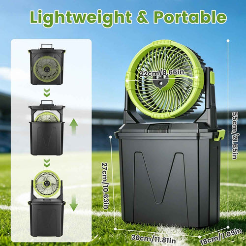 5-In-1 20000mAh Portable Misting Fan & 10L Air Cooler - Rechargeable Camping Fan with Remote