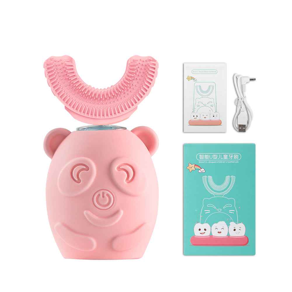 Cartoon Kids U-Shaped Electric Toothbrush | Automatic Sonic Whitening & 360° Deep Cleaning Soft Silicone Brush for Toddlers