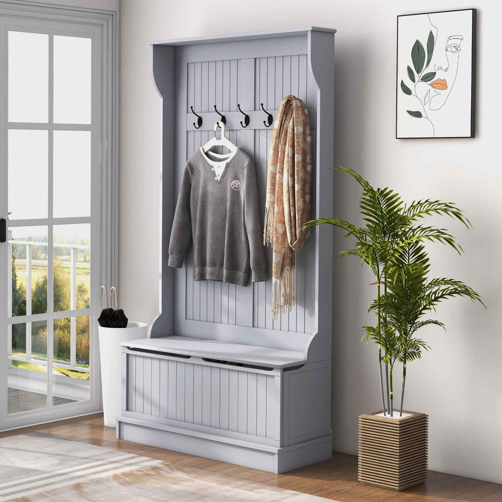 3-In-1 Entryway Hall Tree with Storage Bench & Coat Rack – Shoe Organizer & Mudroom Furniture