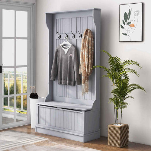 3-In-1 Entryway Hall Tree with Storage Bench & Coat Rack – Shoe Organizer & Mudroom Furniture