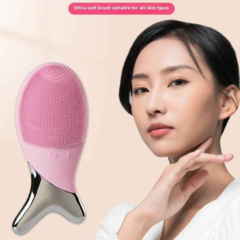 Electric Silicone Facial Cleansing Brush & Pore Vibration Massager