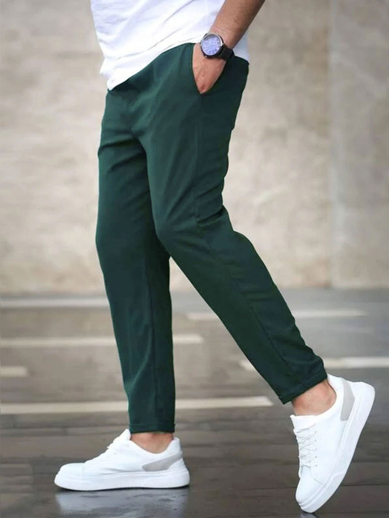 Men's Solid Color Casual Cropped Pants - Shop NCLC