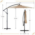 9.8FT Offset Patio Umbrella | Hanging Cantilever Outdoor Sun Shade with Easy Tilt & 8 Ribs