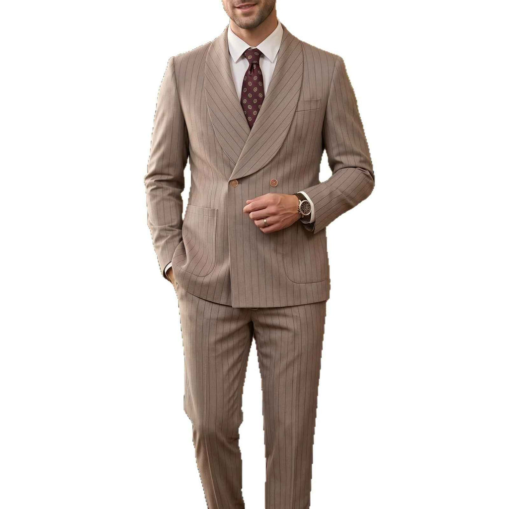 Men's Business Formal Double-Breasted Suit Set | Slim Fit Shawl Collar